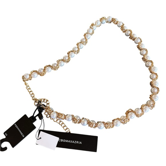 NWT BCBGMAXAZRIA Pearl And Chain Detail Adjustable Waist Belt S/ M main image 4